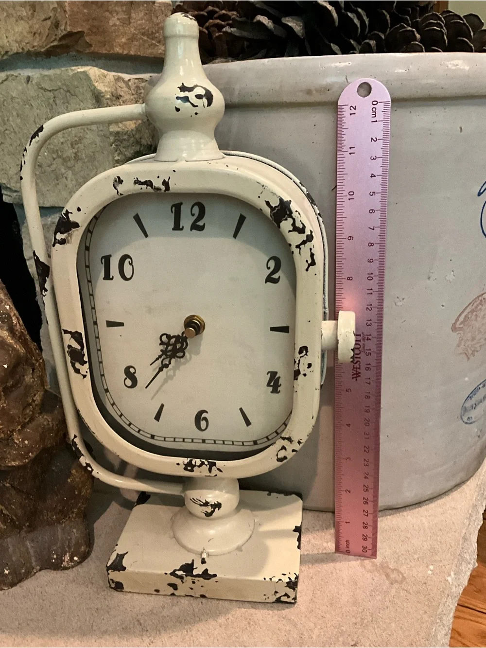 Cream Distressed Vintage-Style Table Clock - Home Wall Decor